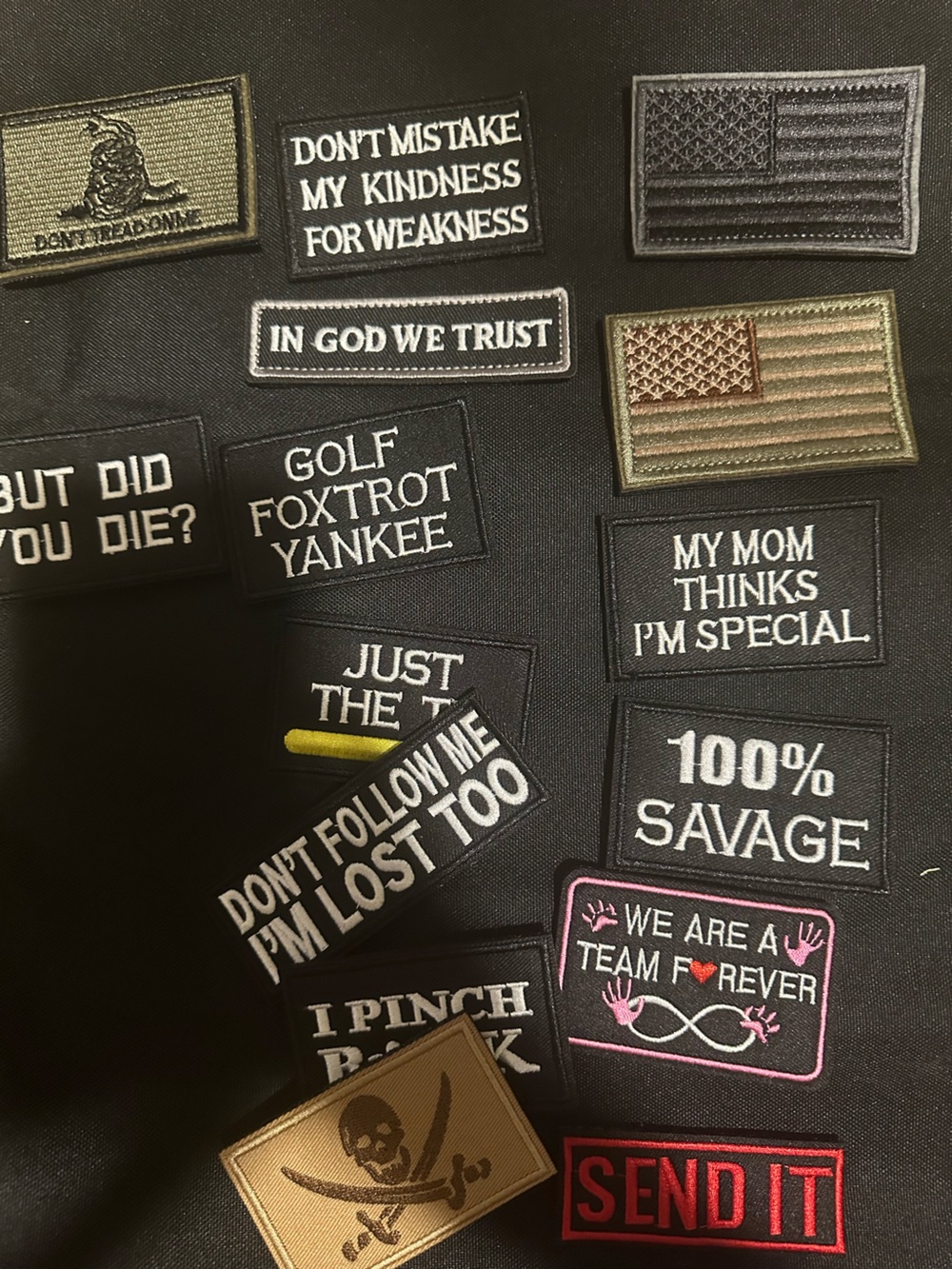 Black Tactical Morale Patches Set - biker motorcycle patches set